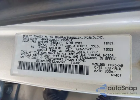 2003 Toyota Tacoma Prerunner V6 from USA, damaged, VIN 5TEGN92N23Z215073